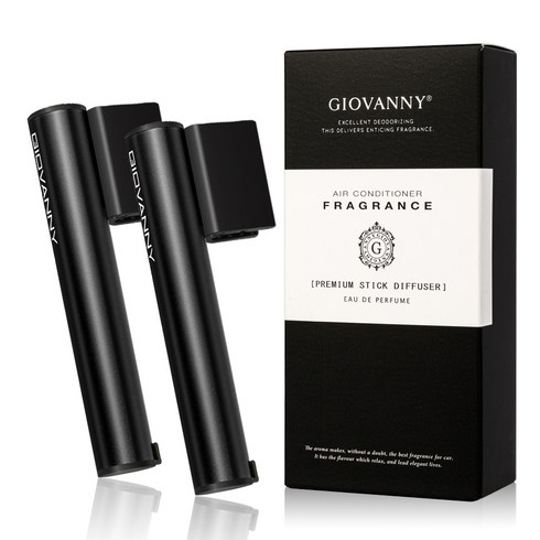 GIOVANNY 파워스틱 차량용 방향제 케이스 2p + 리필 5g 4p, 매트 블랙 ( 화이트머스크 ), 1세트