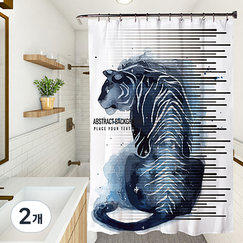 마켓에이 유니크 에니멀픽쳐 샤워커튼 YL004 180 x 180 cm, 2개, 멀티(혼합)컬러