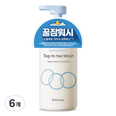 베베숲 아동용 수딩 앤 모이스춰 탑투토워시, 300ml, 6개