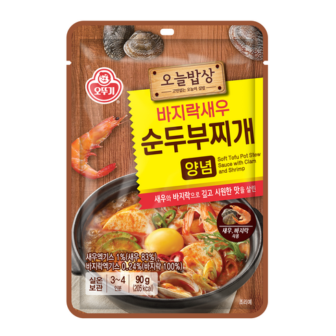 오뚜기 오늘밥상 바지락새우 순두부찌개 양념, 90g, 1개