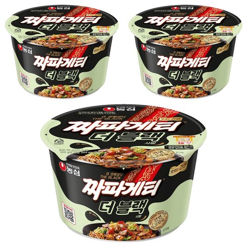 짜파게티 더 블랙 큰사발면 90g, 3개