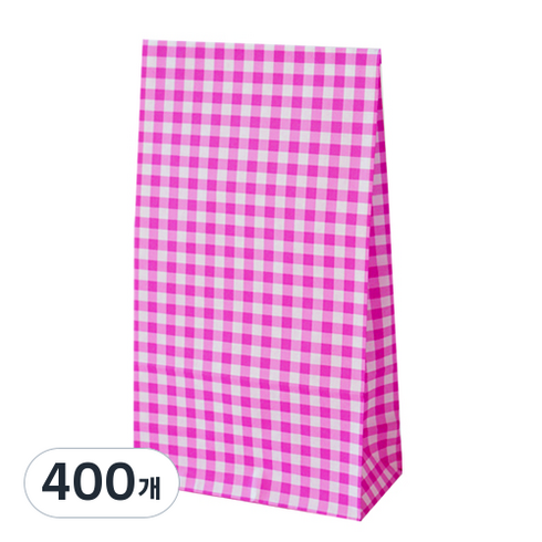 도나앤데코 체크 선물포장 종이봉투 페이퍼백, 퍼플, 400개