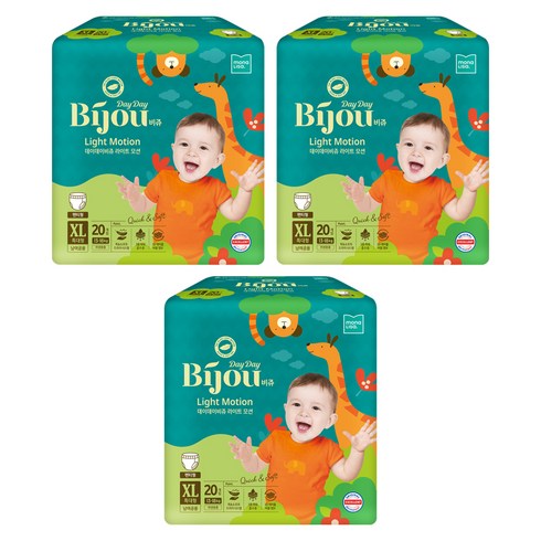 데이데이비쥬 라이트모션 팬츠 기저귀 남여공용, 특대형(XL), 60매