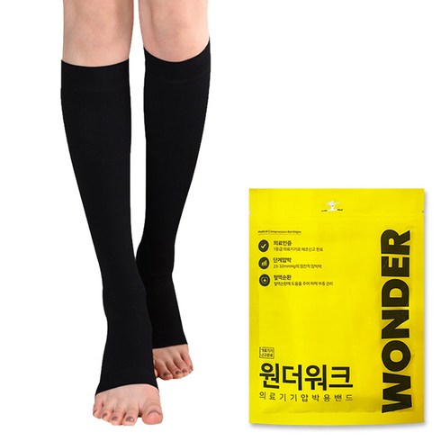 원더워크 의료용 압박용밴드 발트임 블랙, 1개, 무릎형