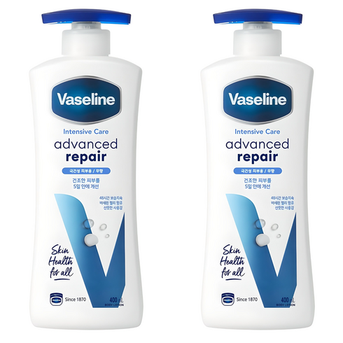 바세린 인텐시브 케어 어드벤스드 리페어 로션 무향, 400ml, 2개