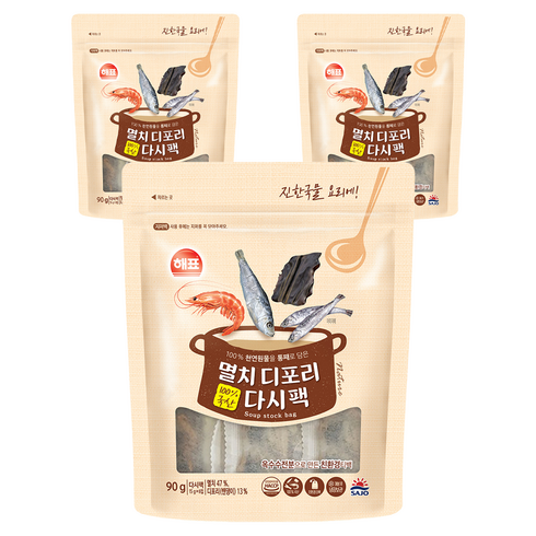 해표 멸치디포리 다시팩, 90g, 3개