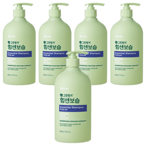 그린핑거 유아용 힘센보습 에센셜 샴푸 마일드오렌지 그린티향, 500ml, 5개