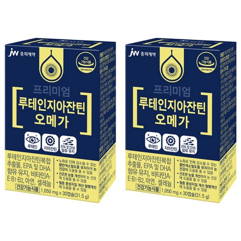JW중외제약 프리미엄 루테인 지아잔틴 오메가 31.5g, 30정, 2개