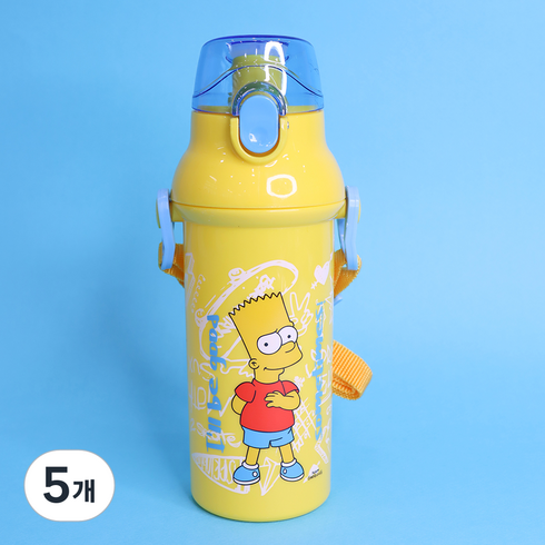 릴팡 아동용 심슨 앵커 원터치 어깨끈 물통, 혼합색상, 480ml, 5개