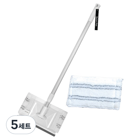 마켓플랜 2in1 접이식 길이조절 유리닦이 물걸레패드 세트, 그레이(유리닦이), 5세트