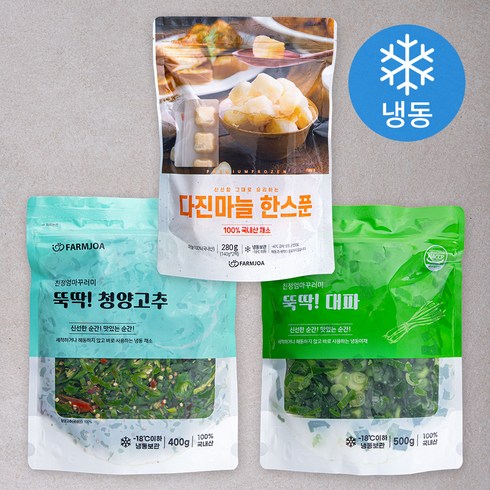 친정엄마꾸러미 뚝딱! 다진마늘 한스푼 280g + 청양고추 400g + 대파 500g 세트 (냉동), 1.18kg, 1세트