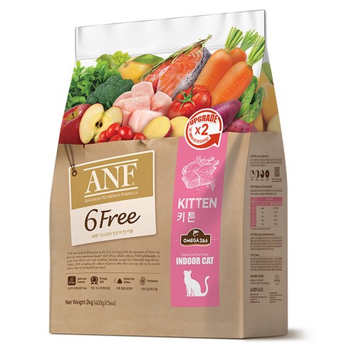 ANF 고양이 식스프리 인도어 기능성 사료, 키튼, 2kg, 1개