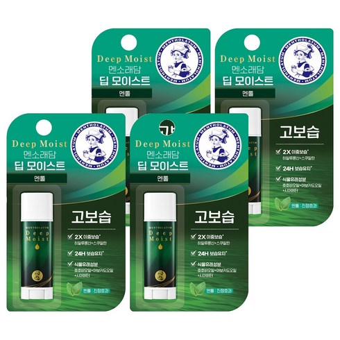 멘소래담 딥 모이스트 립밤, 멘톨, 4.5g, 4개