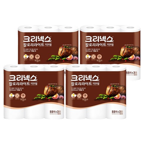 크리넥스 칼로리라이트 펄프 키친타월, 4개, 165매