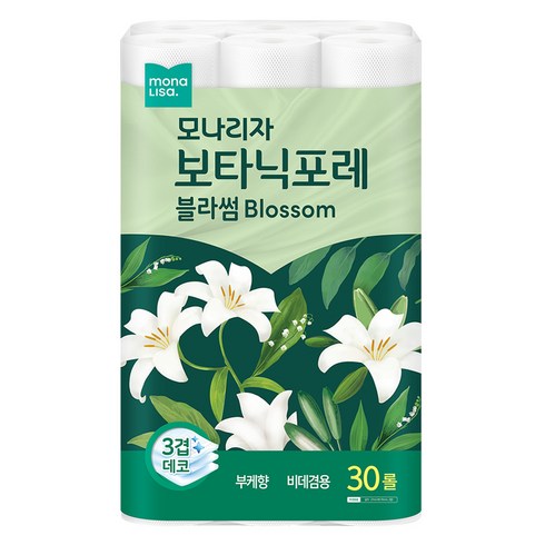 모나리자 보타닉포레 블라썸 3겹 고급롤화장지, 27m, 30롤, 1개