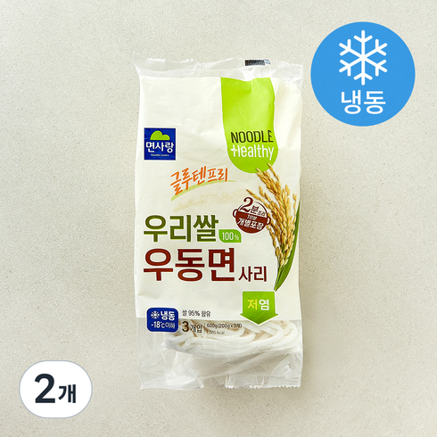 면사랑 우리쌀 100% 우동면사리 3개입 (냉동), 600g, 2개