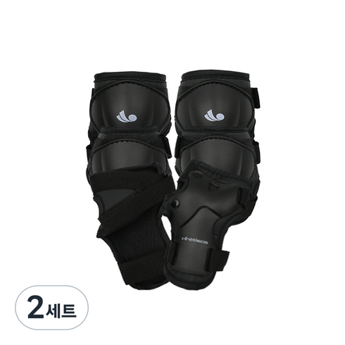휠러스 주니어 보호대 무릎 + 팔꿈치 + 손목 세트, 블랙, 2세트