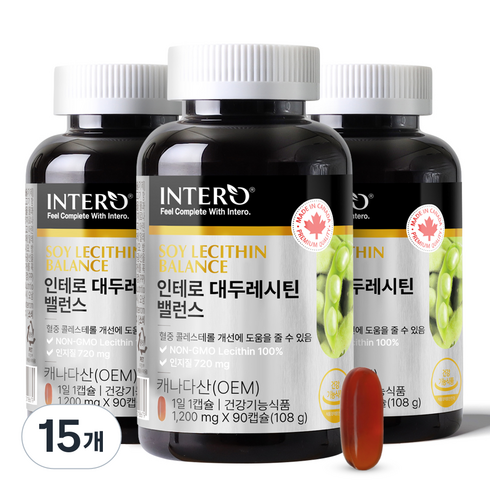 인테로 대두 레시틴 밸런스 108g, 90정, 15개