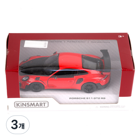킨스마트 포르쉐911 GT2 RS 자동차 작동완구 KT5408, 레드, 3개