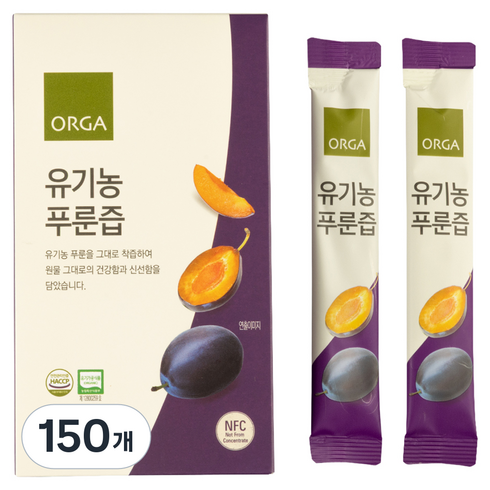 올가홀푸드 ORGA 유기농 푸룬즙, 200ml, 20g, 150개