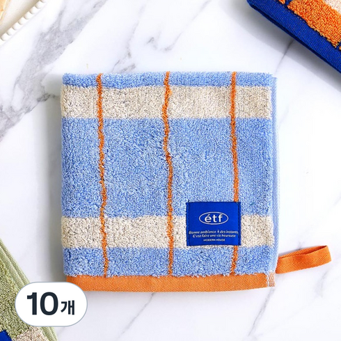 모던하우스 ETF 멀티 체크 핸드타월 34 x 34 cm 65g, 스카이블루, 10개