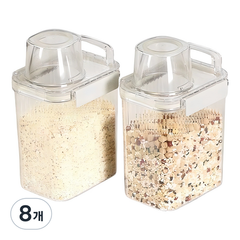 달팽이리빙 퀴진드마망 밀폐 잡곡통 1300ml, 투명, 8개