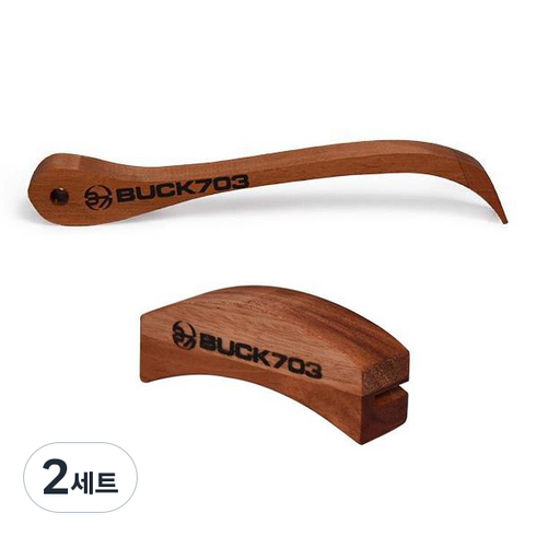 벅703 캠핑 우드 코펠 뚜껑 손잡이 주걱형 + 라운드형 세트, 브라운, 2세트