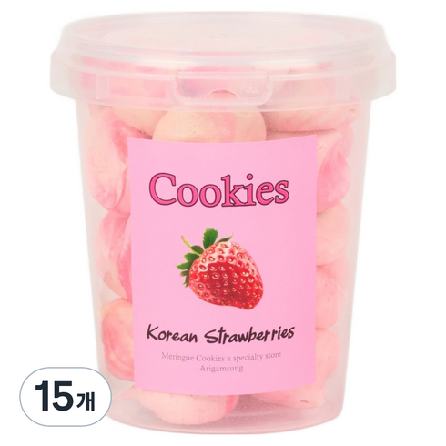아리감성 딸기 머랭쿠키 원통형, 38g, 15개