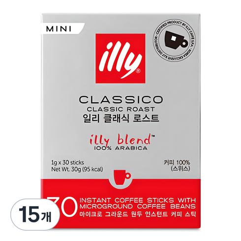 일리 클래식 로스트 미니 스틱원두커피, 1g, 30개입, 15개
