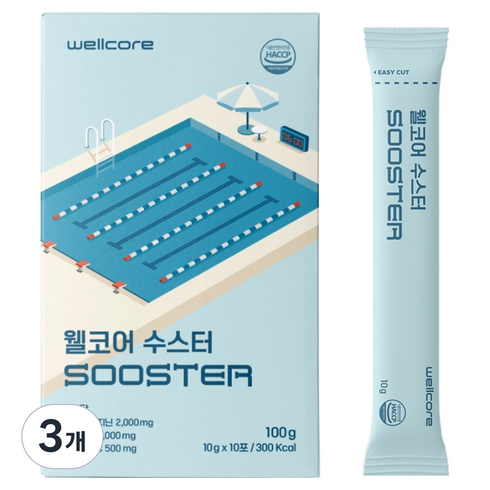 웰코어 수스터 수영 에너지부스터, 100g, 3개