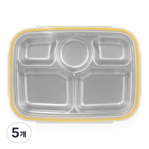 국산 스텐식판도시락 깊은형, 혼합색상, 단품, 5개