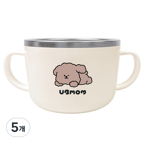 유비맘 초코몽이 스텐인리스 면기, 베이지, 5개