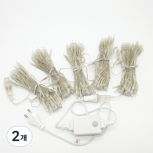 무뚜기 전구 줄조명 투명선 300구 DC24V LED, 빨강색, 2개