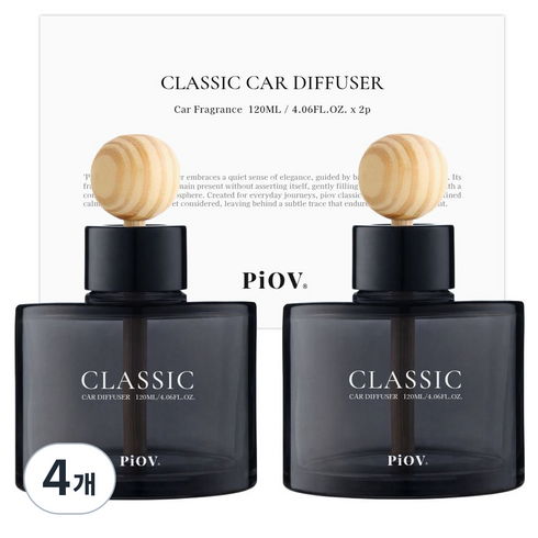 피오브 클래식 차량용 디퓨저 120ml, 4개, 블랙체리