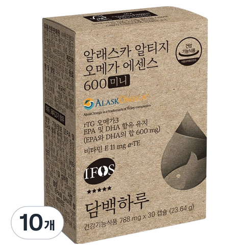 담백하루 알래스카 알티지오메가 에센스 600 미니, 30정, 10개