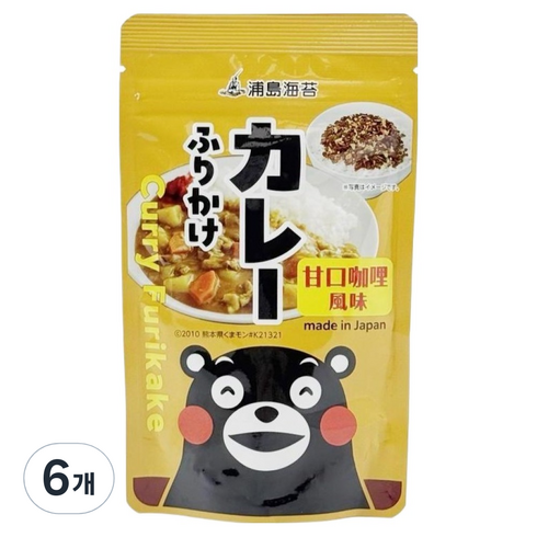 Urashima 쿠마몬 카레맛 후리가케, 6개, 45g