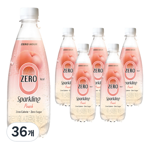 제로아워 0kcal 스파클링 복숭아맛 탄산음료, 350ml, 36개