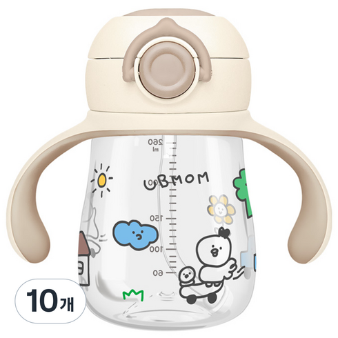 유비맘 트라이탄 데일리 원터치 빨대컵, 260ml, 10개, 초코