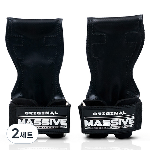 MASSIVE 그립 오리지널 헬스 손목보호대 양손세트, 블랙, 2세트