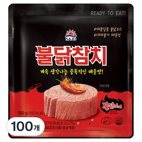 사조 불닭참치 파우치, 100개, 100g
