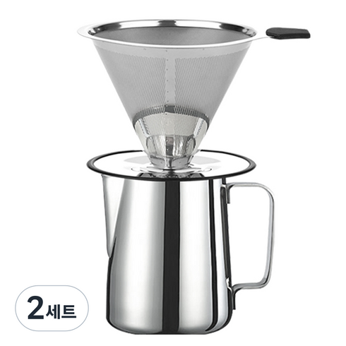 카페리아 스텐 핸드드립 세트 600ml CDSS1, 혼합색상, 2세트