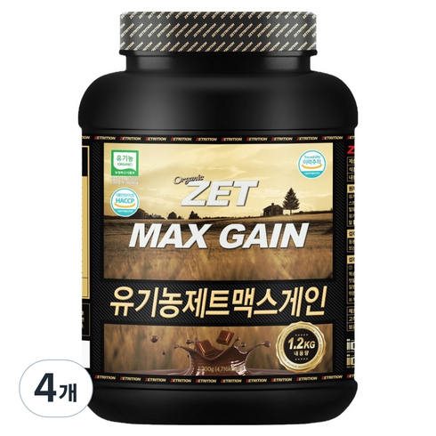제트리션 유기농 제트맥스게인 프로틴파우더 더블초코, 4개, 1.2kg