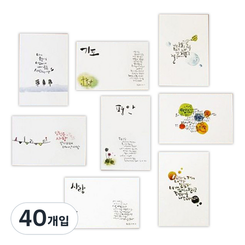 1AM 캘리그라피 The words 엽서세트, 혼합색상, 40개