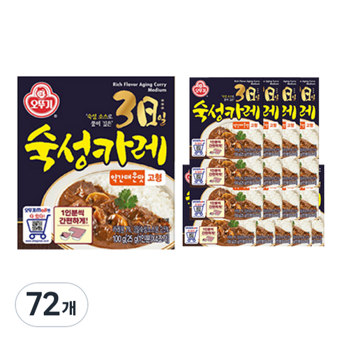 오뚜기 3일숙성카레 고형 약간매운맛, 100g, 72개