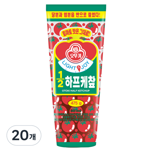 오뚜기 라이트 앤 조이 1/2 하프케찹, 475g, 20개