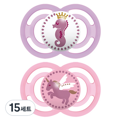 맘베이비 퍼펙트 치아발달 실리콘 쪽쪽이 2p+간편세척케이스 핑크 퍼플, Perfect 6+, 15세트