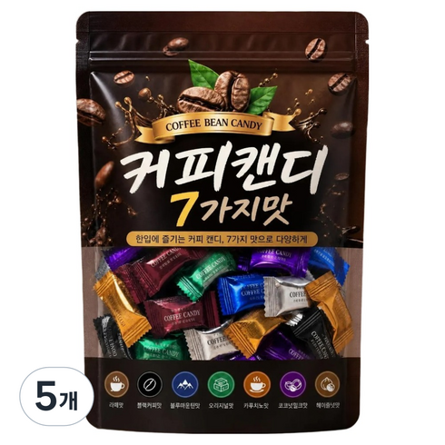 담은재 씹어먹는 커피콩 모양 캔디 7가지맛, 500g, 5개