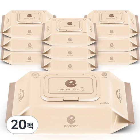 앙블랑 세이프 베이지 유아물티슈 캡형 N-GC10, 70g, 72매, 20개