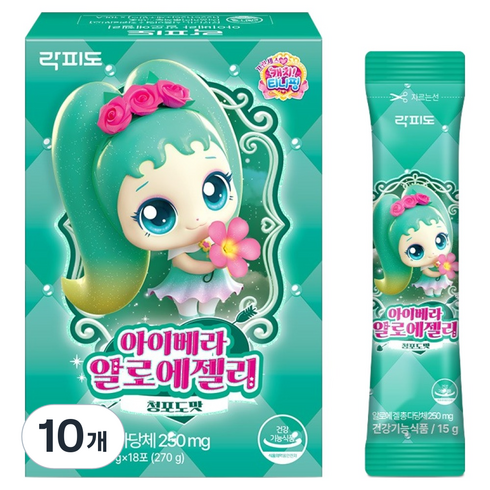락피도 아이베라 알로에젤리 18p, 270g, 10개, 청포도맛