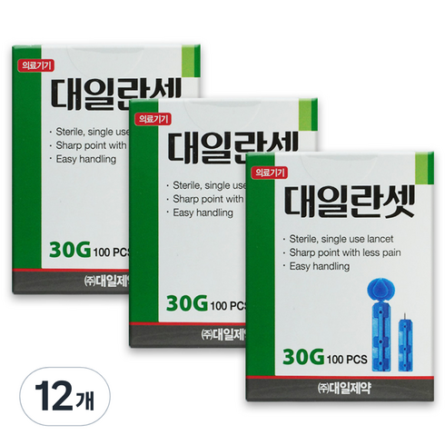 대일제약 란셋 일회용 수동 채혈침 30G, 12개, 100개입